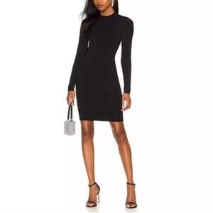 Alice + Olivia Estelle Twist Black Long Sleeve Bodycon Dress